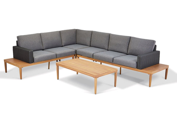 CANVAS Edenvale Aluminum Frame & Wicker Faux Wood Finish Outdoor/Patio Sectional Set, 4-pc N3