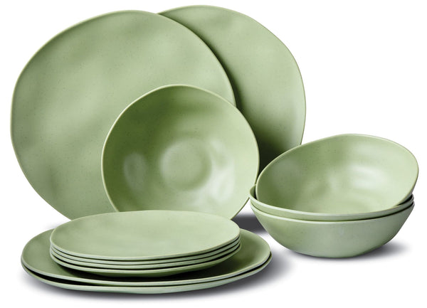 CANVAS Everyday Dinnerware Set, BPA-Free, Sage Green, 12-pk K5