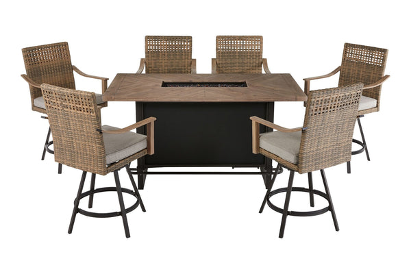 CANVAS Granville Fire Outdoor Dining Set with Water/Stain/Fade-Resistant Cushions, 7-pc I0