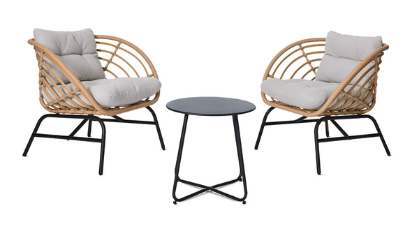 CANVAS Leslieville Outdoor Patio Chat Set with Tufted Cushions, Brown, 3-pc C1