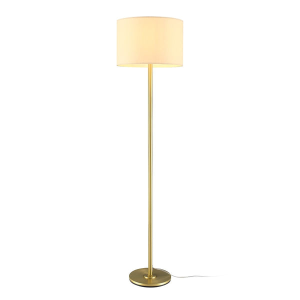 CANVAS White Drum Shade Floor Lamp, 16-in, Metallic Gold/Matte Brass L7