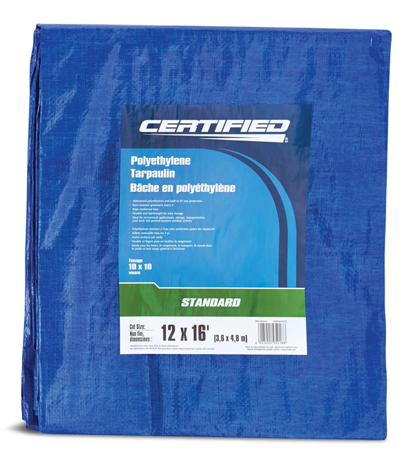 Certified Standard Duty Poly Tarp, Waterproof, 12-ft x 16-ft W8