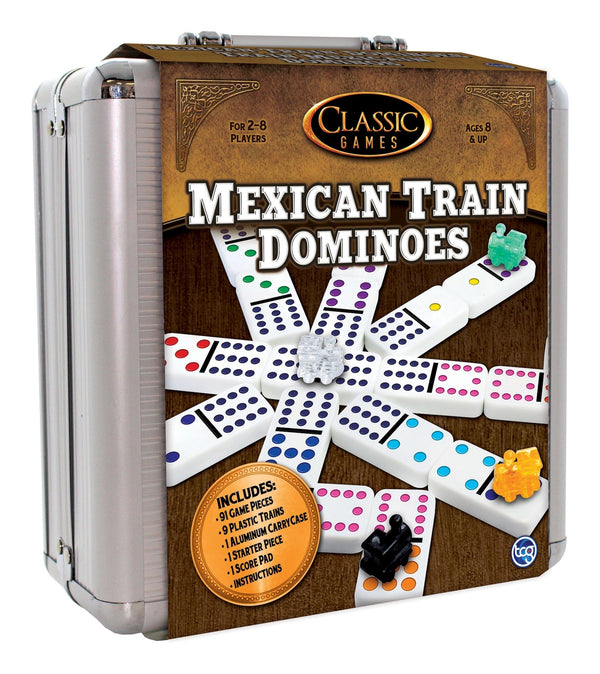 Classic Games Mexican Train Dominos Game Set In Aluminum Carrying Case, Ages 8+ J2