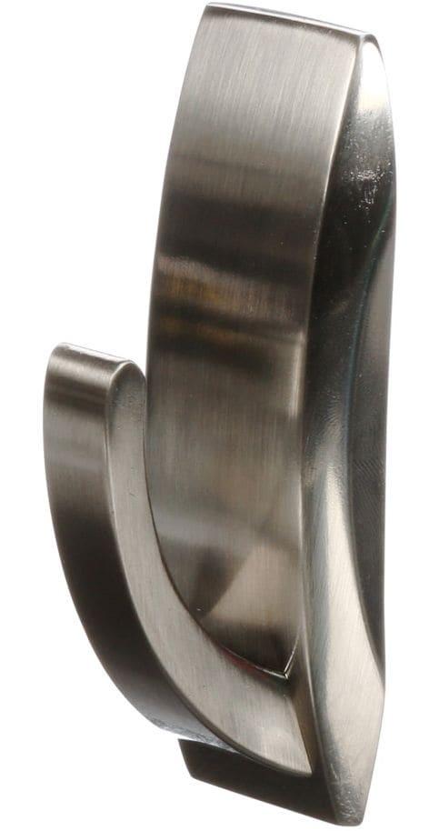 Command Large Elegant Decorative Metallic Hook with Adhesive Strips, Brushed Nickel, 5-lbs, 2 Strips Per Pack X6