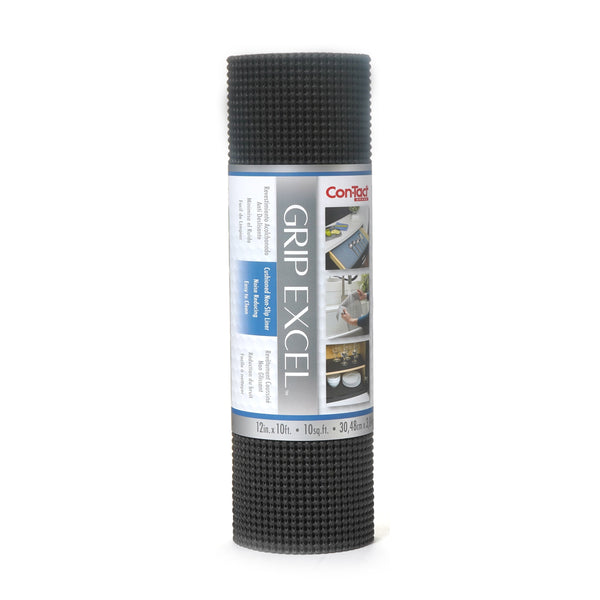 Con-Tact Grip Excel Non-Adhesive Cushioned Shelf/Drawer Liner, Black, 12-in x 10-ft E2