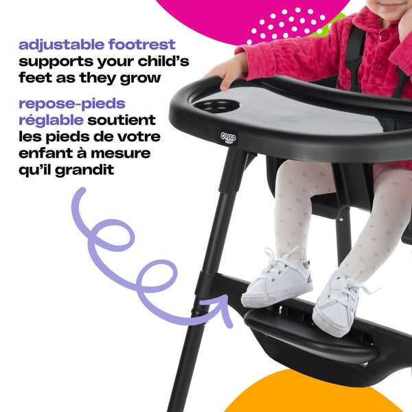 Cosco Black Canteen High Chair with Adjustable Footrest X7