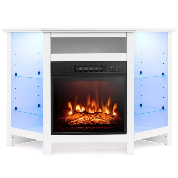 Costway Fireplace TV Stand with LED Lights, White R3