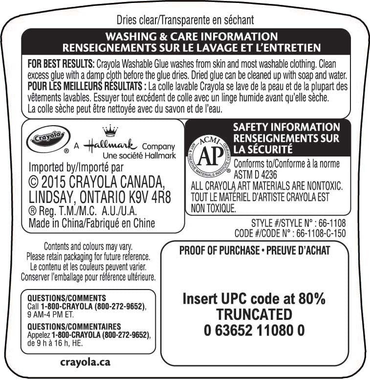 Crayola Washable Glue, White, 236-ml, for Arts & Crafts