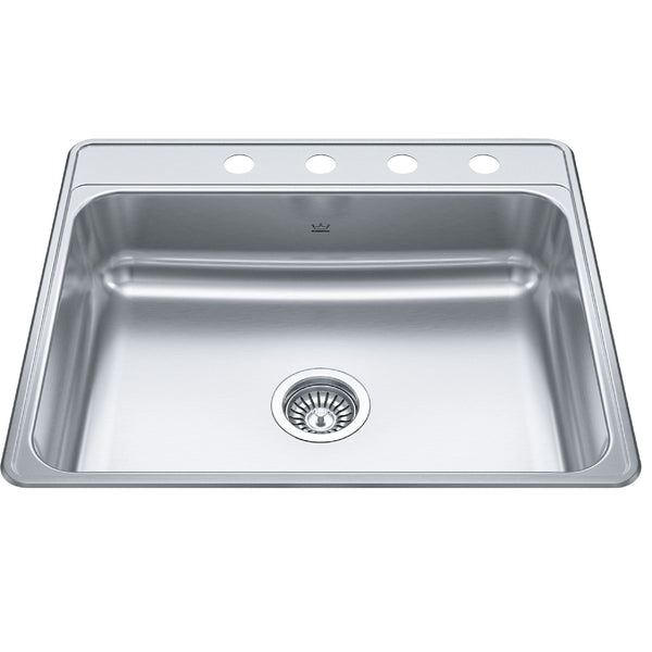 Creemore Drop-In Single 4-Hole Stainless Steel Sink, 22x25-in U6