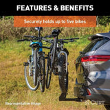 CURT 18065 Premium 5-Bike Two Arm Hitch Mount Bike Rack, Fits 2-in Receiver, Black