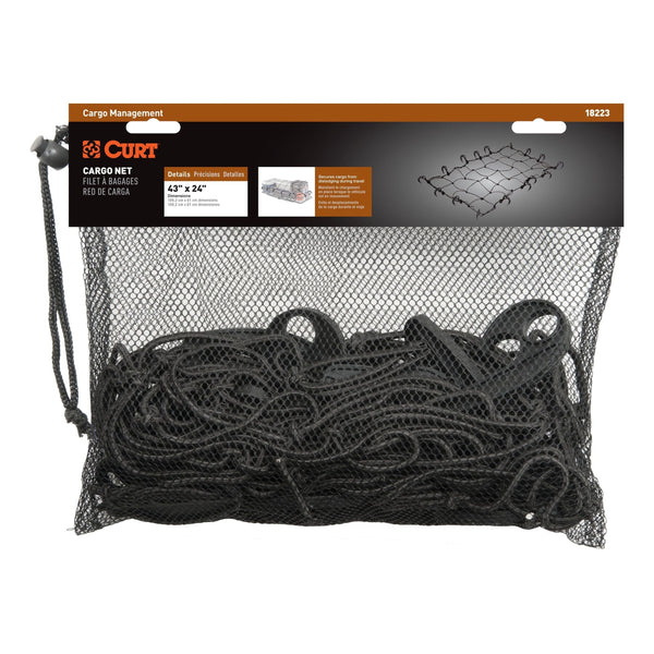 CURT 18223 Elastic Cargo Net with Hooks for Hitch Carrier, 43 x 24-in M3