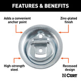 CURT 83710 1-1/8-in x 1-5/8-in Recessed Tie-Down Ring (1000-lb, Clear Zinc)
