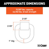 CURT 83770 3 x 3-in Weld-On Tie-Down D-Ring (15,587 lbs, Raw Steel)