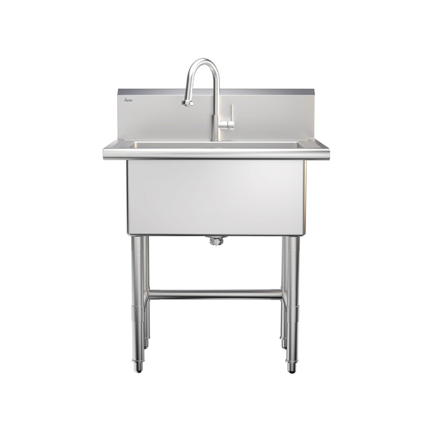Danze Single Deep Bowl Stainless Steel Utility Sink with Pull-Down Faucet & Strainer, 30-in O3
