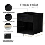 Decomomo Collapsible Transparent Front Cube, 11-in, 6-pk, Black