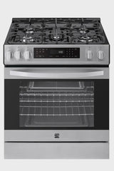 Kenmore 22-76853 5.6 cu. ft. Front-Control 5 Burner True Convection Gas Range with Oven, Large Window, Three Oven Racks, Dishwasher Safe Cast Iron...