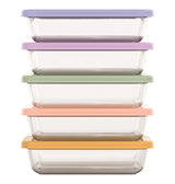 ello Everyday Glass Meal Prep Food Storage Container Set with Press-Fit Lids, Multi-Coloured, 10-pc