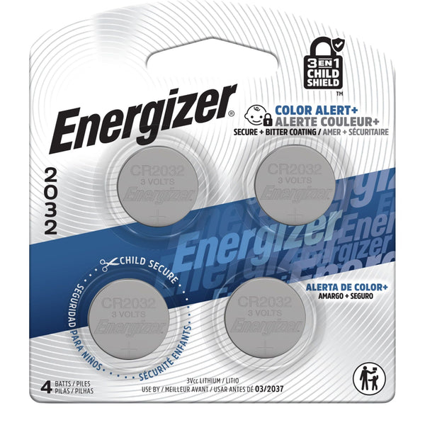 Energizer 4-pk CR2032 3V / 3 Volt Lithium Coin Cell Batteries, Long Lasting R0