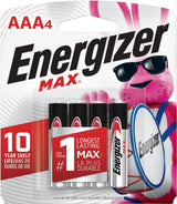 Energizer Max 4-pk AAA Alkaline Batteries, Long Lasting, All Purpose