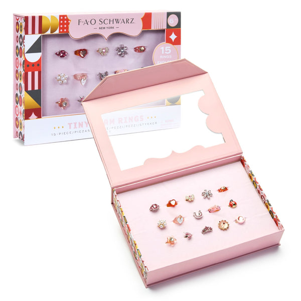 FAO Schwarz Kids Glam Rings Set, 15 Piece, Pink M0