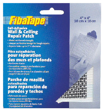 FibaTape Self-Adhesive Wall & Ceiling Hole Repair Patch For Drywall & Plaster, 4 x 4-in X4