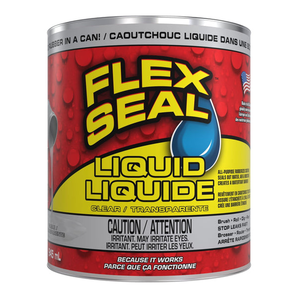 Flex Seal Liquid Rubber Sealant Coating, Paint-On Weatherproof Leak Protector, Clear, 946-mL H9