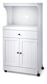 For Living 2-Door 1-Drawer Microwave Cart/Stand Kitchen Storage Cabinet With Wheels, White