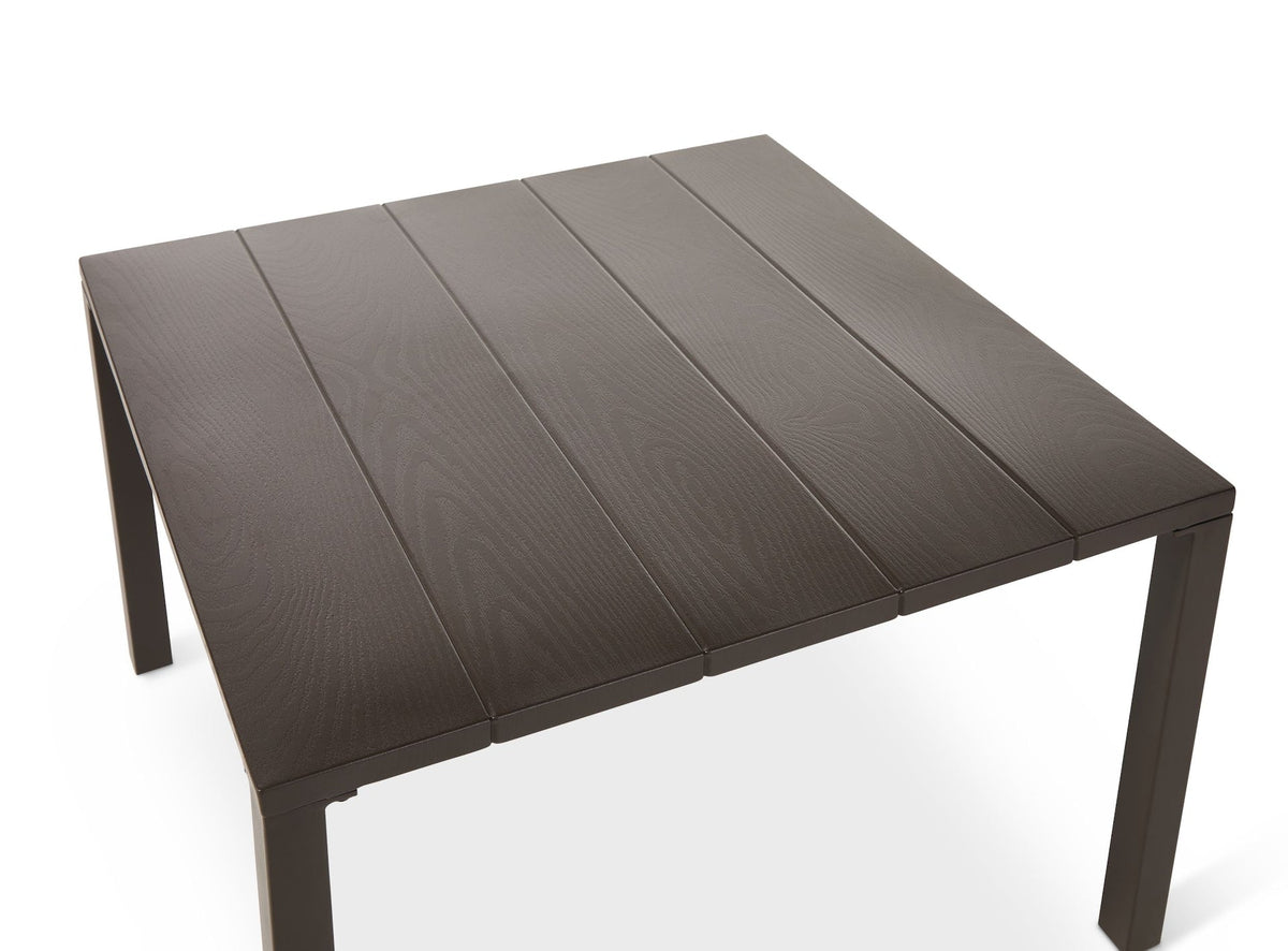 FOR LIVING Bracebridge All-Weather Wicker Outdoor Patio Sectional with Woodgrain Steel Table Top, Brown, 3-pc