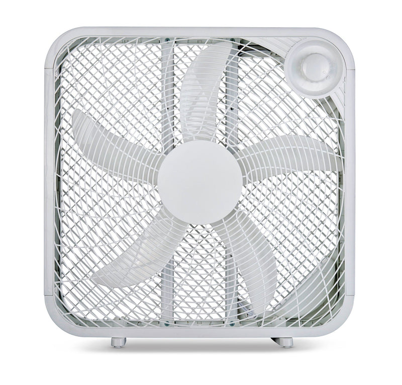 For Living Plastic 5-Blade Portable Box/Floor Fan, 2-Speed, White, 20-in T6