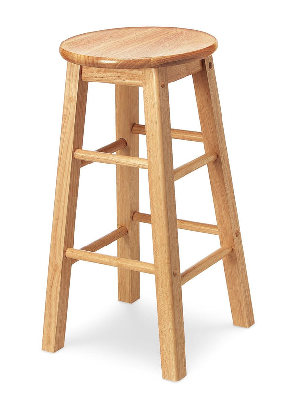 For Living Solid Wood 24" Bar Stool Armless Backless, Natural Finish N3