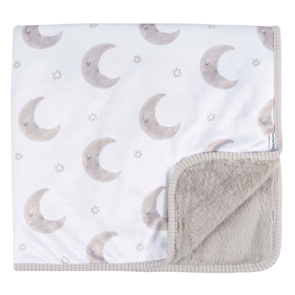 Gerber Childrenwear 2-Ply Celestial Moons Ultra-Soft Plush Blanket for Babies D6