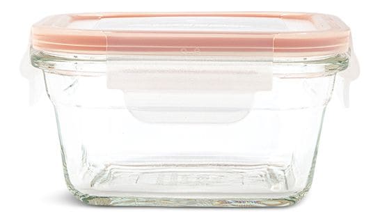 Glasslock Square Glass Food Storage Container with Leakproof Lid, 405-mL