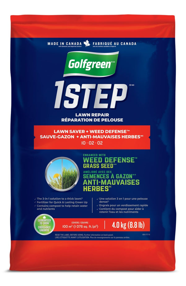 Golfgreen 1-Step Lawn Saver + Weed Defense 10-02-02 Grass Seed, 4-kg D8