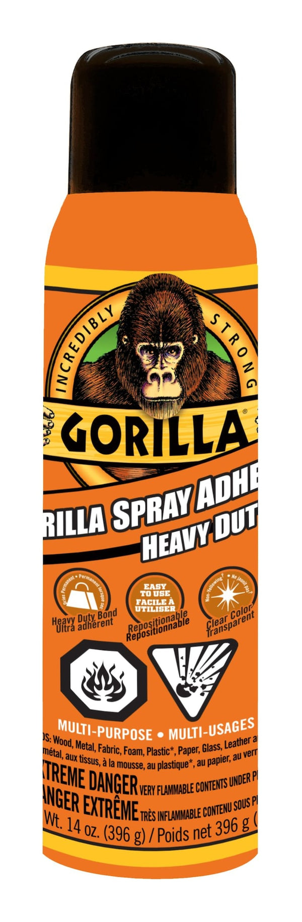 Gorilla Glue Spray Adhesive, Heavy-Duty, Weather-Resistant, Indoor/Outdoor, Clear, 1.4-oz J7