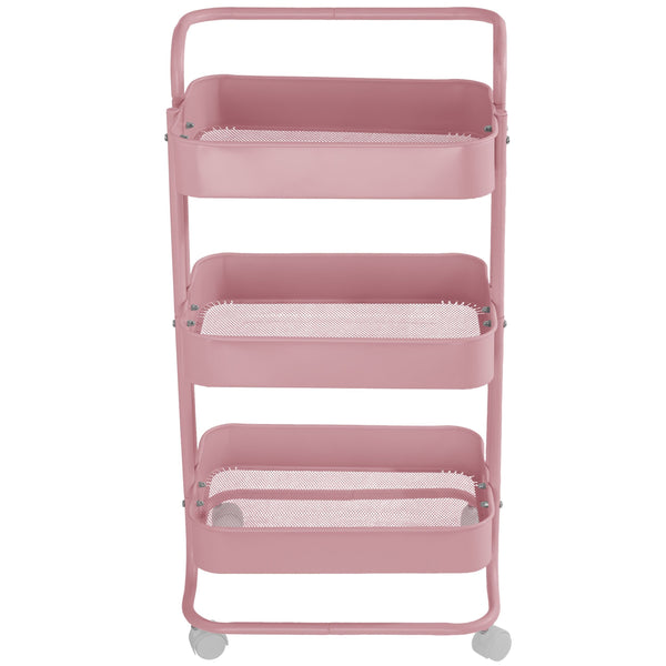 Gracious Living Three-Tier Utility Cart, Pink U3