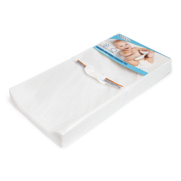Graco Premium Contoured Baby Changing Pad with Non-Skid Bottom, White U8