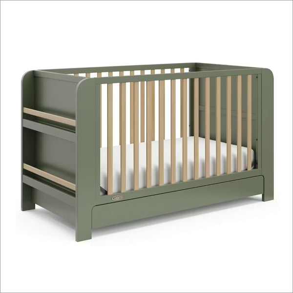 Graco Read-with-Me 4-in-1 Crib with Drawer - Olive/Driftwood E2