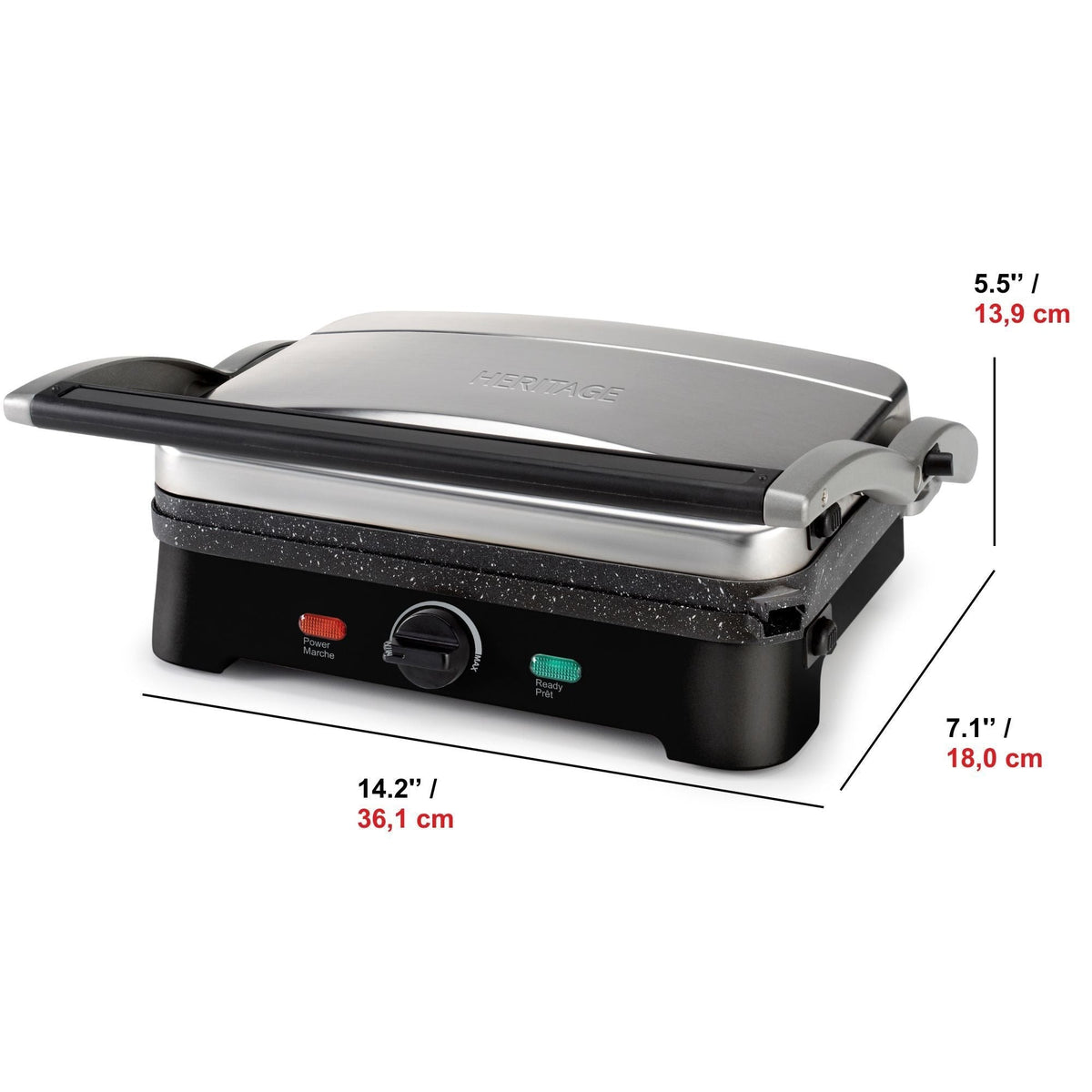 Heritage: The Rock 1500W Large Non-Stick Panini Grill
