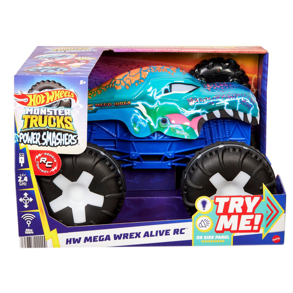 Hot Wheels Monster Truck Remote Controlled 1:15 Scale Mega Wrex Toy Vehicle with Sounds & Lights, Ages 5+ Q5