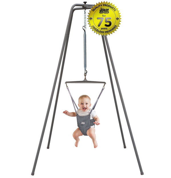 Jolly Jumper Standing Baby Exerciser with Super Stand, Grey, Ages 3m+ H9