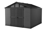 Keter Apex Resin 2-Door Outdoor Storage Shed with Full Length Skylight, Grey, 10-ft x 11.5-ft