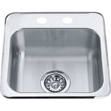 Kindred Steel Queen Drop In Single Bowl 2-Hole Hospitality Sink, 15.13-in x 15.44-in x 6-in, Stainless Steel