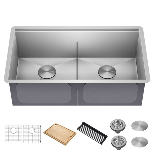 Kraus Kore Undermount Stainless Steel Single Bowl Kitchen Sink with Add-Ons, 33x19x11-in U8