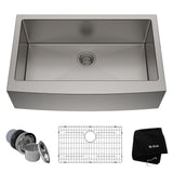 Kraus Standard PRO Apron Front Farmhouse Stainless Steel Single Bowl Kitchen Sink, 33x21x10-in
