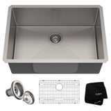 Kraus Standard PRO Undermount Stainless Steel Single Bowl Kitchen Sink, 28x19x10-in