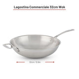 Lagostina 3-Ply Clad Commercial Wok Fry Pan, 32-cm
