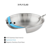 Lagostina 3-Ply Clad Commercial Wok Fry Pan, 32-cm