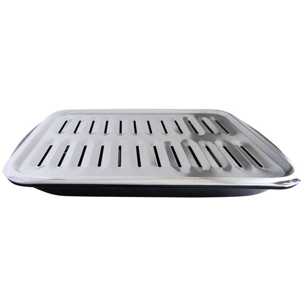 Laser 62250 2-in-1 Broiler Pan, Chrome/Porcelain, Dishwasher Safe, Black, 16 x 12.75 x 1.75-in P7