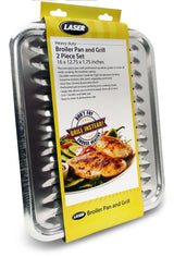 Laser 62250 2-in-1 Broiler Pan, Chrome/Porcelain, Dishwasher Safe, Black, 16 x 12.75 x 1.75-in