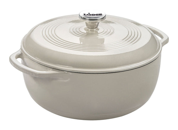 Lodge Enamel Cast Iron Dutch Oven, White, 6-qt N2